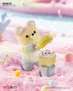 Toy bear holding various objects from Muckey Play Time Blind Box Series by Instinctoy.