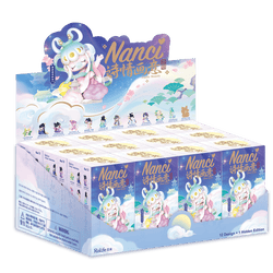 ZPXX Nanci series Poetic Beauty Doll Surprised Box featuring cartoon characters, includes 12 figures and 1 secret edition. Box displayed with cartoon illustrations.