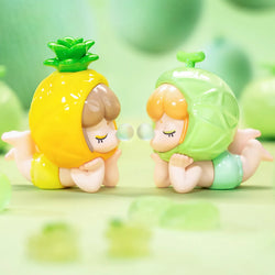 Baby Nanci Fruit Blind Box Series featuring small cartoon figurines, including a baby toy, part of a collectible set with secret designs.