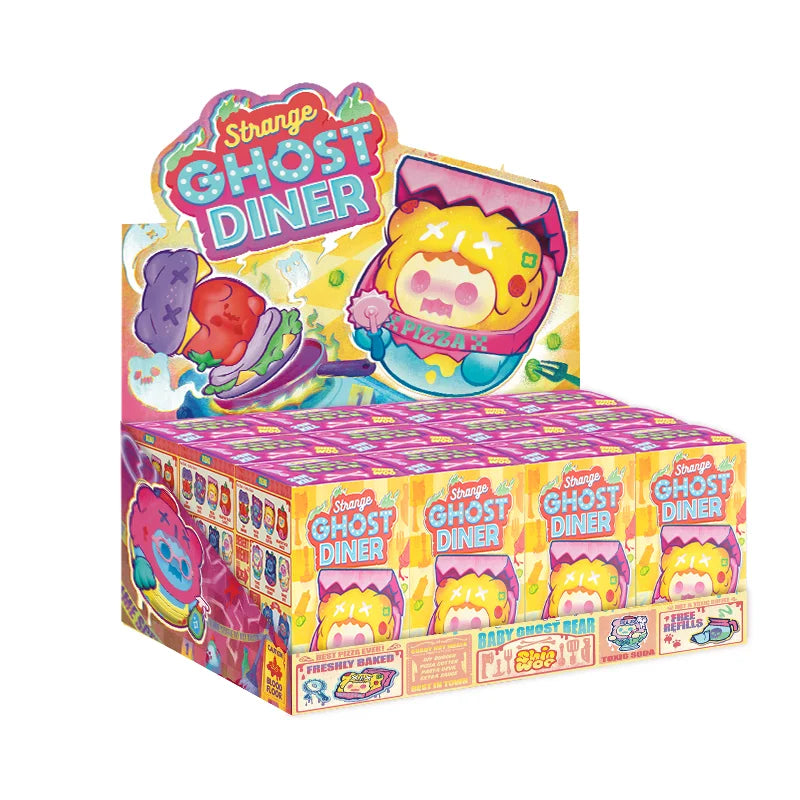 ShinWoo Ghost Diner Blind Box Series: A container with toy figures, including 12 regular designs and 2 secret designs.