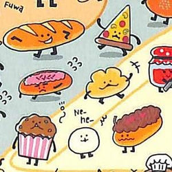 Petit petit fluffy bakeries Sticker Sheet featuring cartoon cupcakes and desserts in a playful clipart style, perfect for decorating planners or art projects.