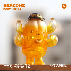 A blind box and art toy store presents BEER PATU: a 10 cm tall LEGO-inspired toy in soft vinyl, featuring a yellow plastic toy with a hat. Preorder - Ships Late May 2024.