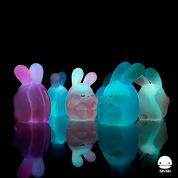 A blind box art toy, Ngaew Ngaew Soul resin figure, 8cm. Preorder, ships July 2024. Unique design with colorful bunnies and playful elements. Limited to one per person.