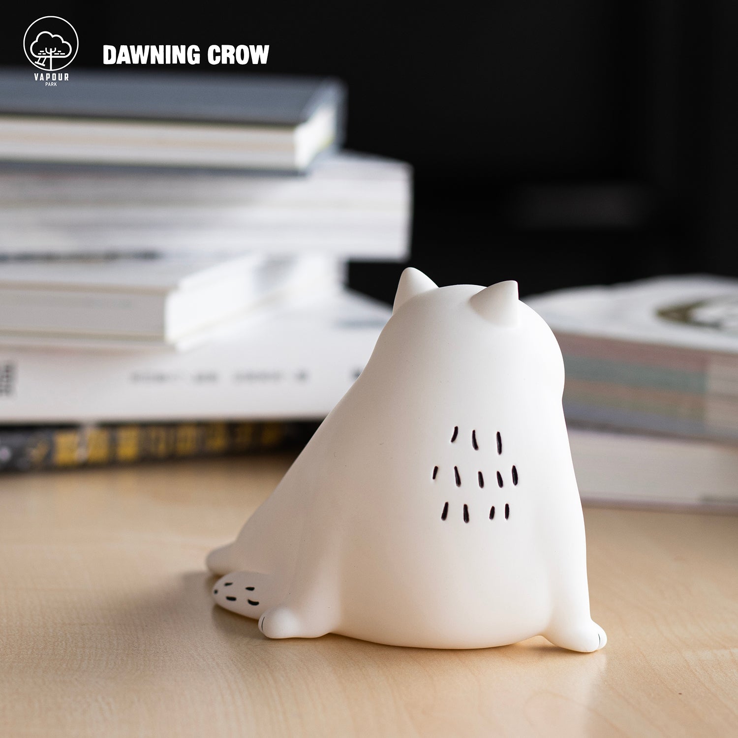 A white cat figurine by Dawning Crow - Preorder, vinyl material, 11.5cm. From Strangecat Toys, a blind box and art toy store.