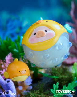 LuLu the Piggy - Ocean Blind Box Series: Toy fish and fish close-ups, featuring aquarium and reef themes. Celebrate with LuLu in a carnival parade! Includes 8 blind boxes with special editions. Sizes vary. Materials: PVC, flocking, ABS, paper.