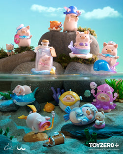 LuLu the Piggy - Ocean Blind Box Series: Toy pig figurines in various outfits and settings, including a sailor, pirate, and whale rider. Celebrate with LuLu's carnival parade! Contains 8 blind boxes with a chance for special editions. Size: approx. 6-7CM tall.