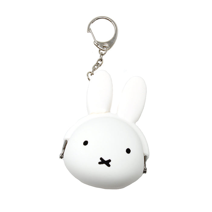 A Miffy coin purse with a cute bunny face zipper, ideal for daily use and travel. Made of durable dungaree fabric with Miffy design accents. © Mercis bv. Size: W17 x H23 x D6 cm.