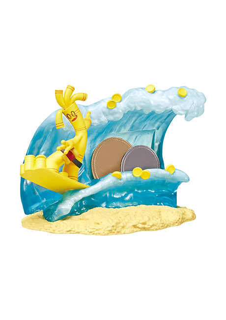 A blind box toy figurine of a surfer on a wave from the Pokemon DesQ Desktop Figure - Welcome to the Pardea region Re-ment Blind Box Series at Strangecat Toys.