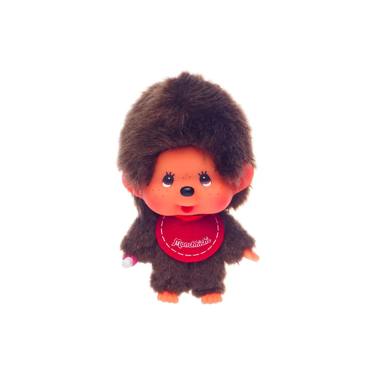 Monchhichi - Mcc Mini Doll Boy w/ Big Head and Pacifier, blind box surprise plush toy. Cartoon-style, pastel-colored doll with red bib, part of Strangecat Toys' blind pick collection.