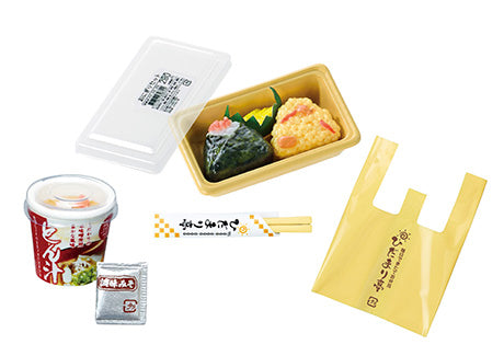 Alt text: Close-up of Petit Sample Light My Town's Bento Shop Hidamari-tei - Re-ment Blind Box Series showing detailed food items in a container.