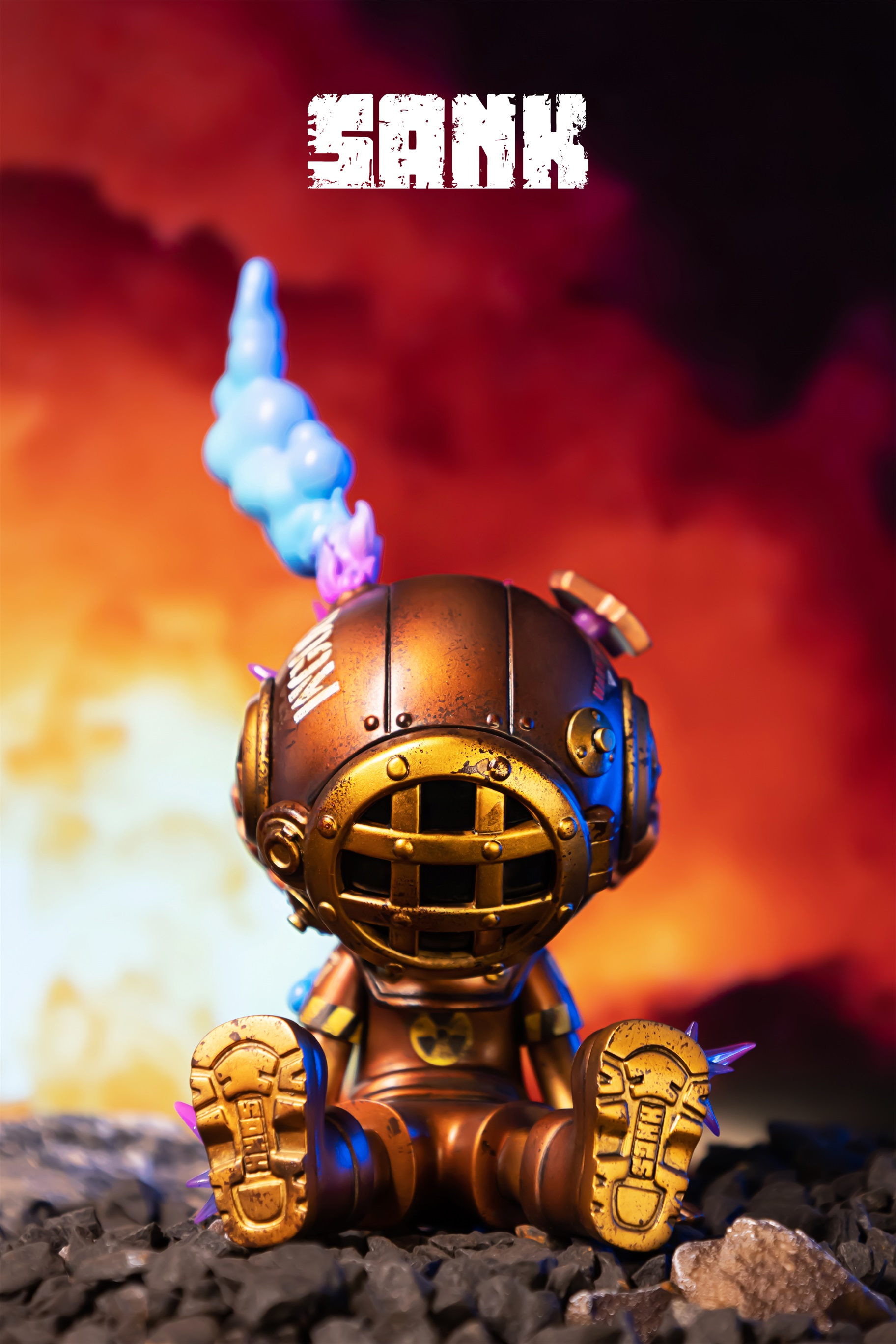 Good Night Series-The Big Bang-Dark Fantasy toy robot with smoke effect, preorder available, limited edition of 199 sets, made of resin, size 7.9cm x 8.6cm x 14.8cm.