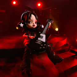 SKULLPANDA x NANA BJD Figure Doll playing guitar, 5.12 tall.