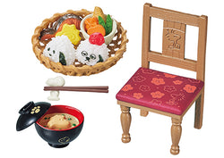 Japanese cafe SNOOPY Re-ment Blind Box Series featuring a close-up of a chair and a bowl, highlighting collectible designs in this art toy collection.