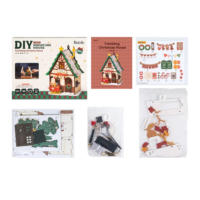 DS036 Twinkling Christmas House Rolife Diy House Wooden