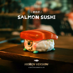 One Bite SU Blind Box Series toy sushi displayed on a wooden surface, highlighting its playful design as part of a collectible series.