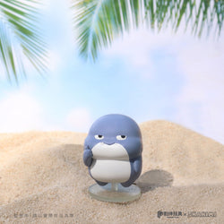 A blind box series featuring Shahimi Shark 2 figurines on sand. Preorder now, ships July 2024. 5 designs available, no secrets. Purchase a case for all 5 designs.