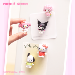 Sanrio characters Adorable Backpack Series Moetch Bean figurine held in a hand, part of a collectible toy series with 12 designs.