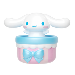 Sanrio characters Pounding Hearts Series Moetch Bean toy bunny in a cupcake container, part of a collectible blind box series with multiple designs.