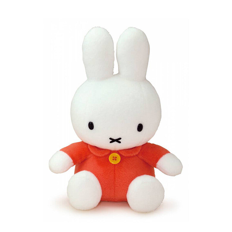 Miffy Large Plush Doll - Orange: A cute, white stuffed rabbit wearing a red shirt, perfect for display or as a child's first Miffy toy.