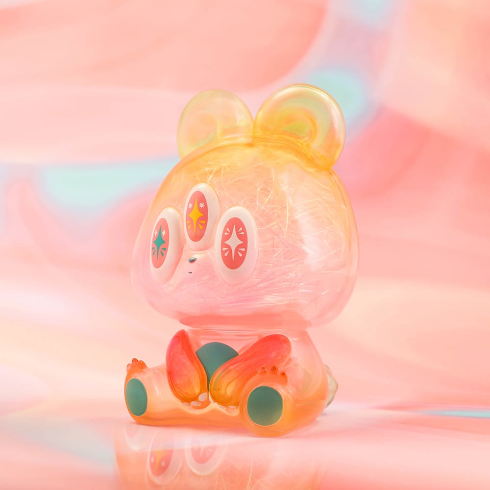 MOTA-Three-eyed Bear - Sunset Walker, a 12.5cm vinyl/PVC toy, featuring a cartoonish animal design with distinctive three eyes and playful expression, from Strangecat Toys.