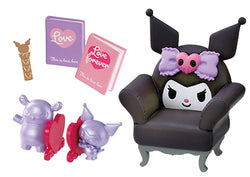 Kuromi's Gothic Room - Re-ment Blind Box Series features a toy chair with two figurines, part of an 8-design collection.