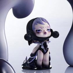Toy figurine featuring a girl in black and purple from SKULLPANDA The Sound Blind Box Series.