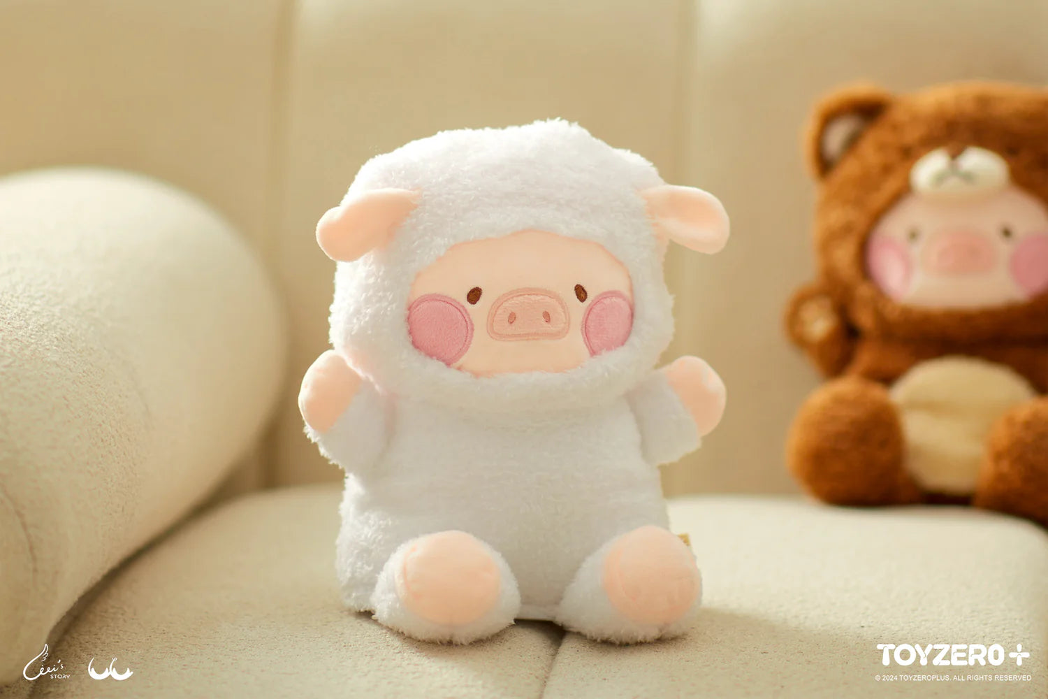 A plush hand puppet from Strangecat Toys: LuLu the Piggy Costume Series - Fluffy Hand Puppets. Perfect for play or collection, featuring a cuddly bear design.