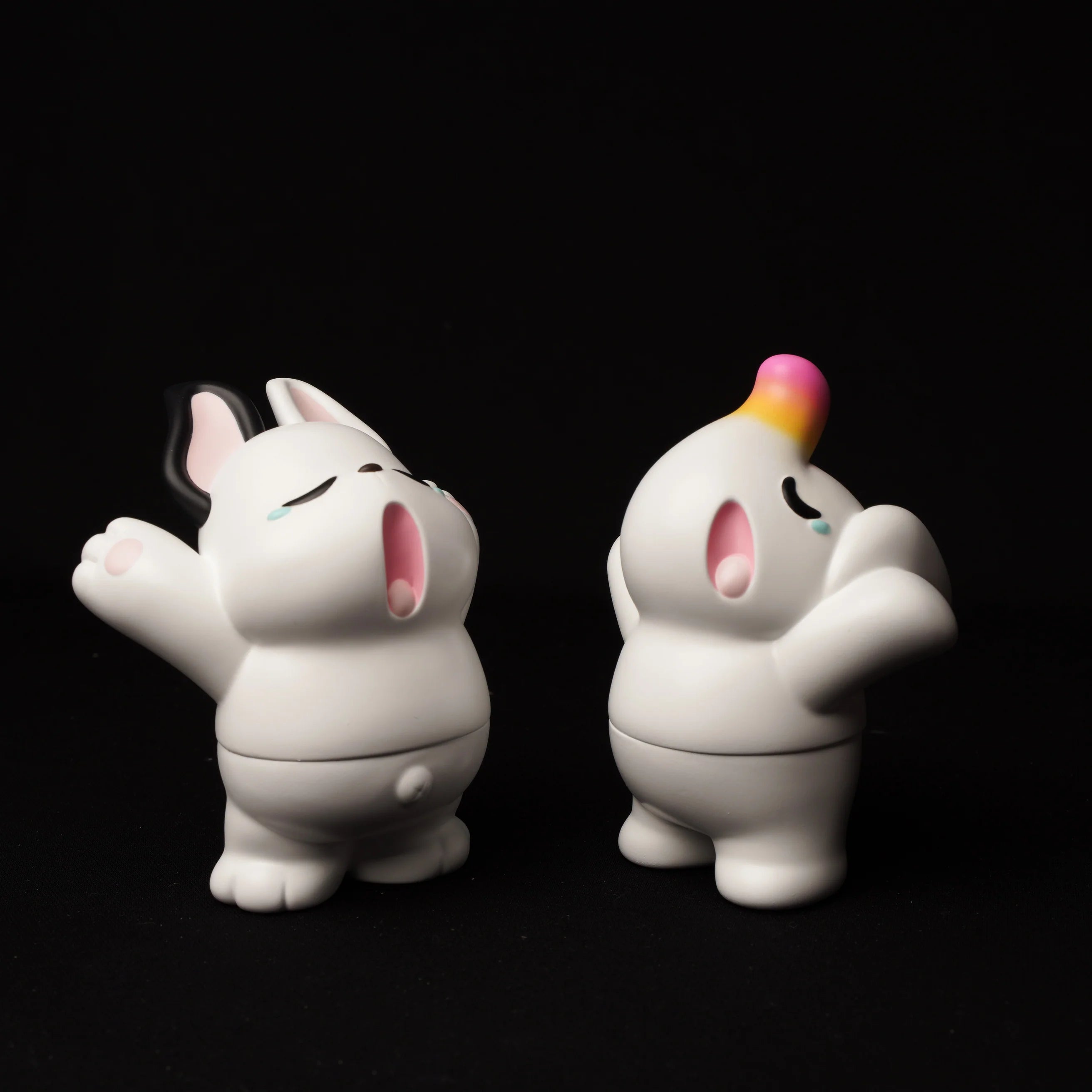 Sofubi Nimbus x Elfie Yawn animal figures, 12cm. Set of two cute toys on header card packaging. Embrace spring with sleepy Elfie and Nimbus.