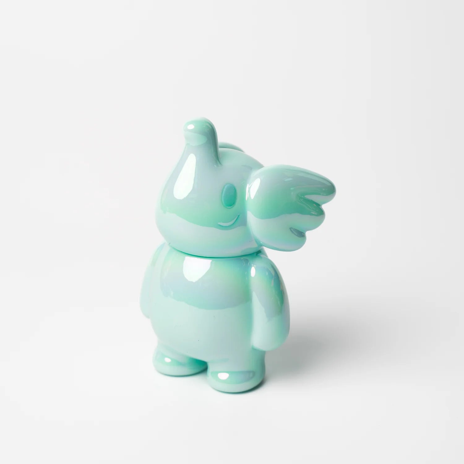 Alt text: ELFIE HERE I AM! 100% TIFFANY BLUE EDITION by Too Natthapong, a 3-inch soft vinyl toy elephant figurine.