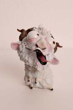 Chinese Zodiac - Year of Goat - Preorder: Toy statue of a sheep and goat, made of resin with magnet face attachment, 10cm tall.