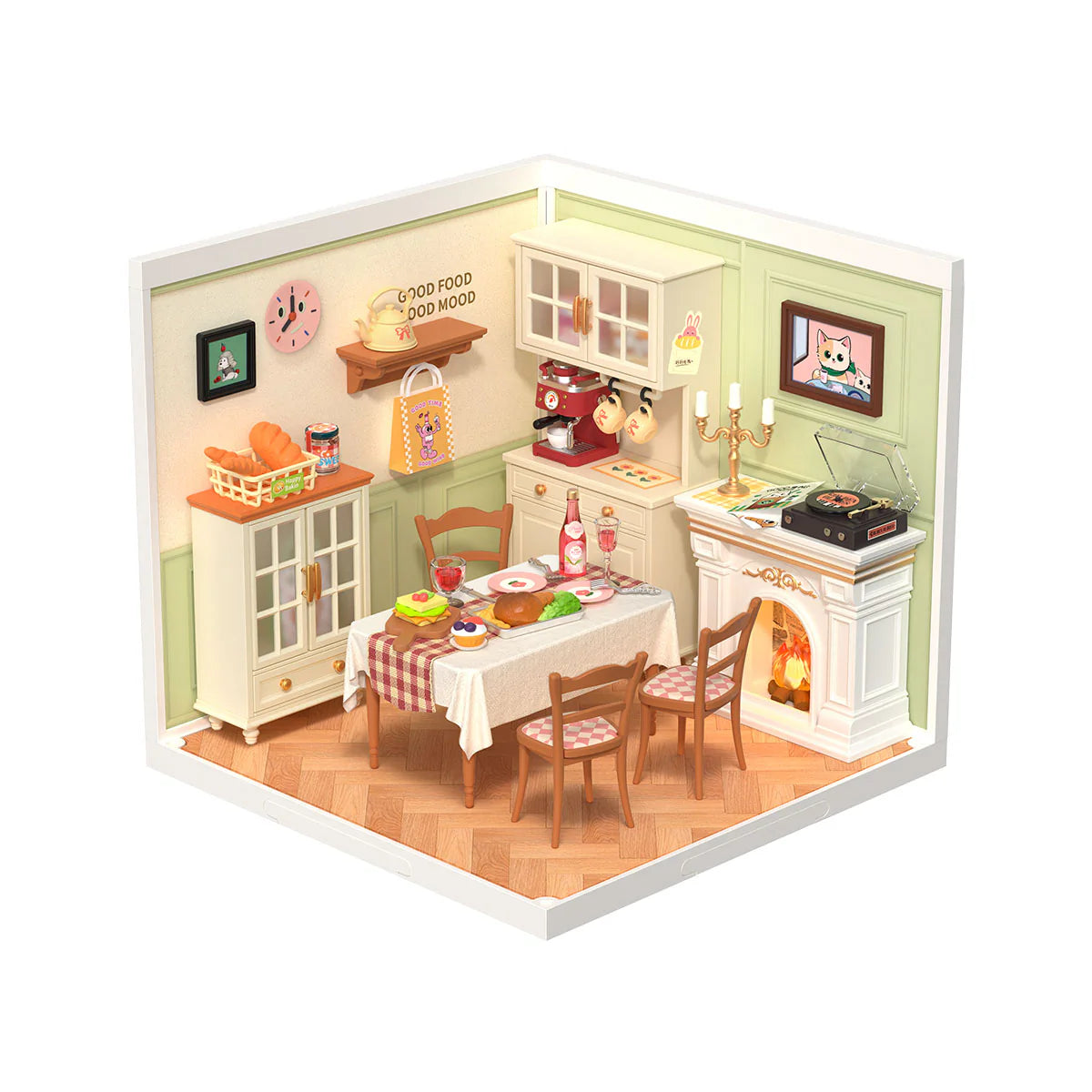 Warm Dining Room Plastic DIY Miniature House DW015B