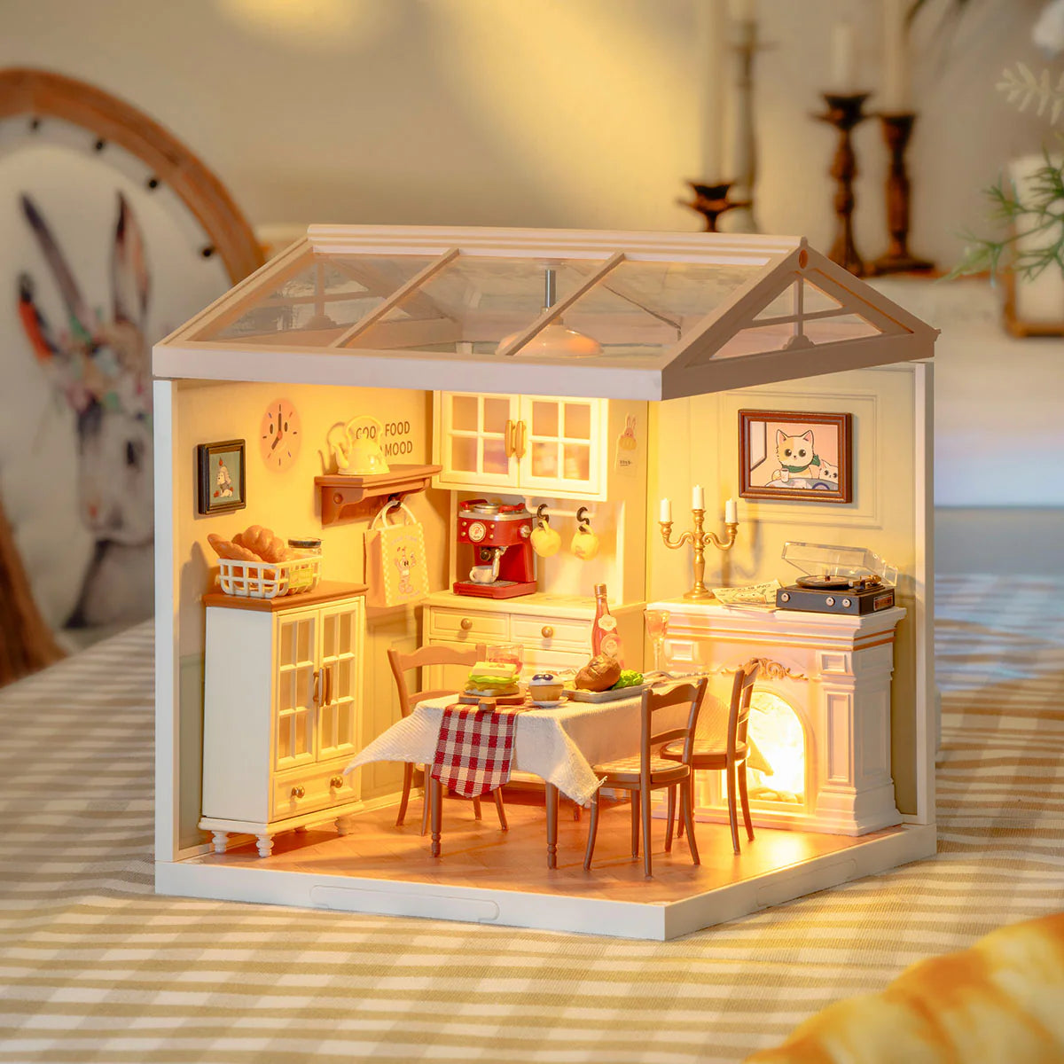 Warm Dining Room Plastic DIY Miniature House DW015B