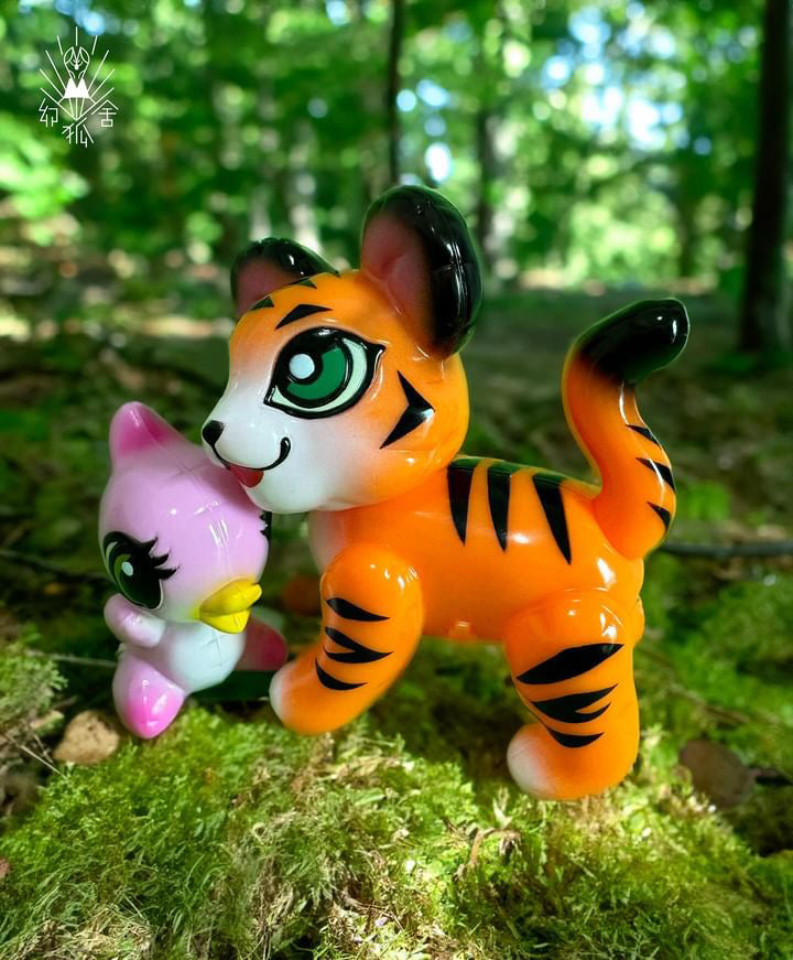 Forest Friends: Tiger and Birdie Ver. 2 by Genkosha, a toy tiger and a bird close-up with detailed features.