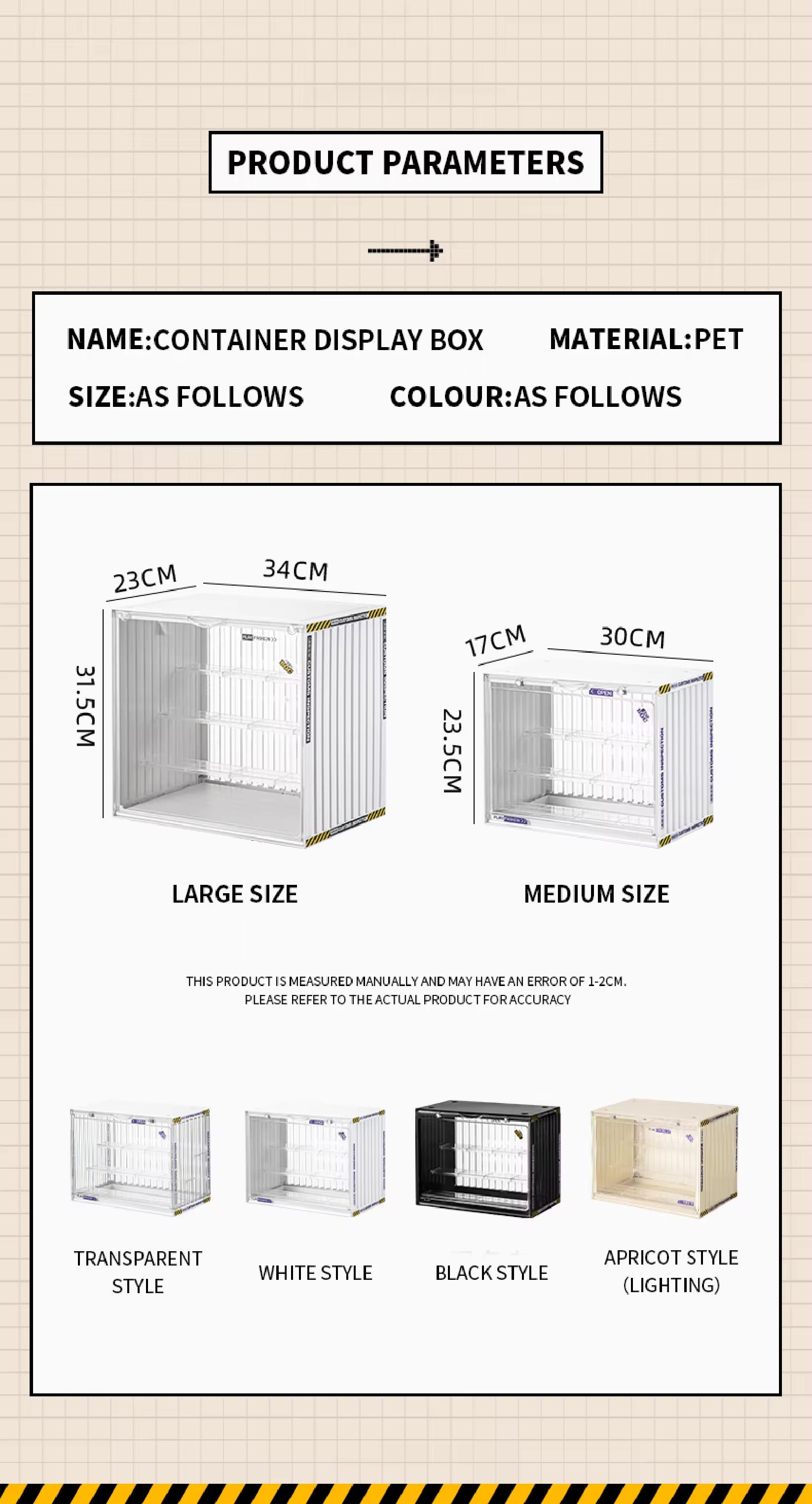 A stackable Showcase Display Case for preorder, measuring 35*17*19cm. Group of containers with shelves and clear plastic elements. From Strangecat Toys, a blind box and art toy store.