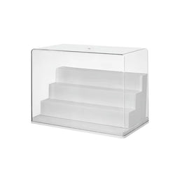 A clear plastic Mini Figure Display Case with steps inside, stackable design. Preorder - Ships July 2024. Available in Medium: 30*17*23.5cm and Large: 34*23*31.5cm.