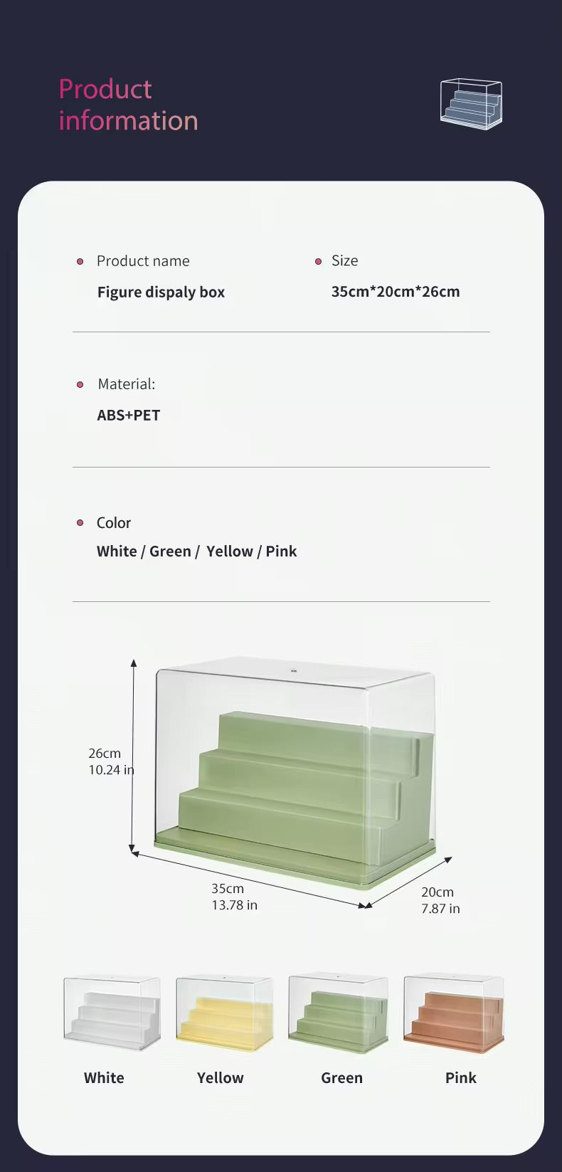 A stackable Mini Figure Display Case for preorder, available in Medium (30*17*23.5cm) and Large (34*23*31.5cm) sizes. Multiple case orders may require additional shipping. From Strangecat Toys.