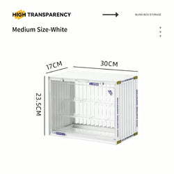 A white stackable Showcase Display Case, dimensions 35*17*19cm. Preorder - Ships July 2024. Ideal for displaying collectibles.