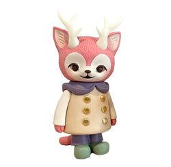 MORRIS -Retro Toy Shop 5th edition by Kaori Hinata, Sofubi figurine of a toy animal with a coat and hat, pink head, and close-up details.