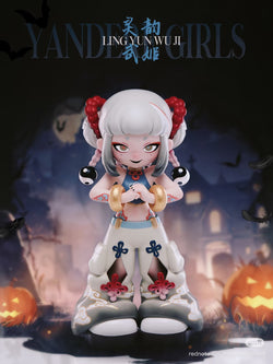 YANDERE GIRLS - KONGFU figurine on book cover, showcasing a cartoon character in front of a haunted house, made of 20cm PVC/ABS/RESIN.