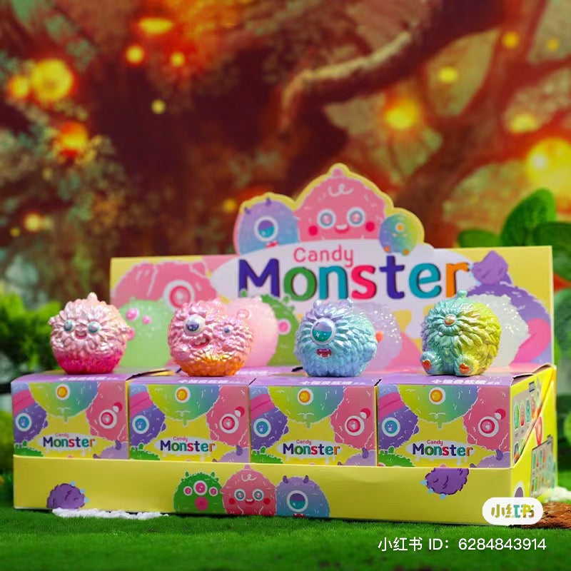 A blind box series featuring Little Monster Soft Candy with 8 regular designs and 1 secret variant. Available at Strangecat Toys, a blind box and art toy store.