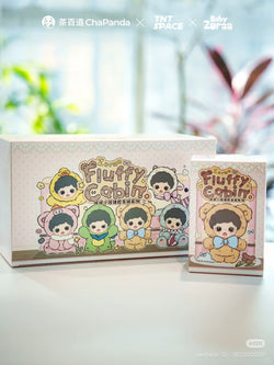 Zoraa Fluffy Cabin Series Vinyl Plush Blind Box, featuring cartoon characters on packaging. Preorder includes six designs, with potential for a secret figure.