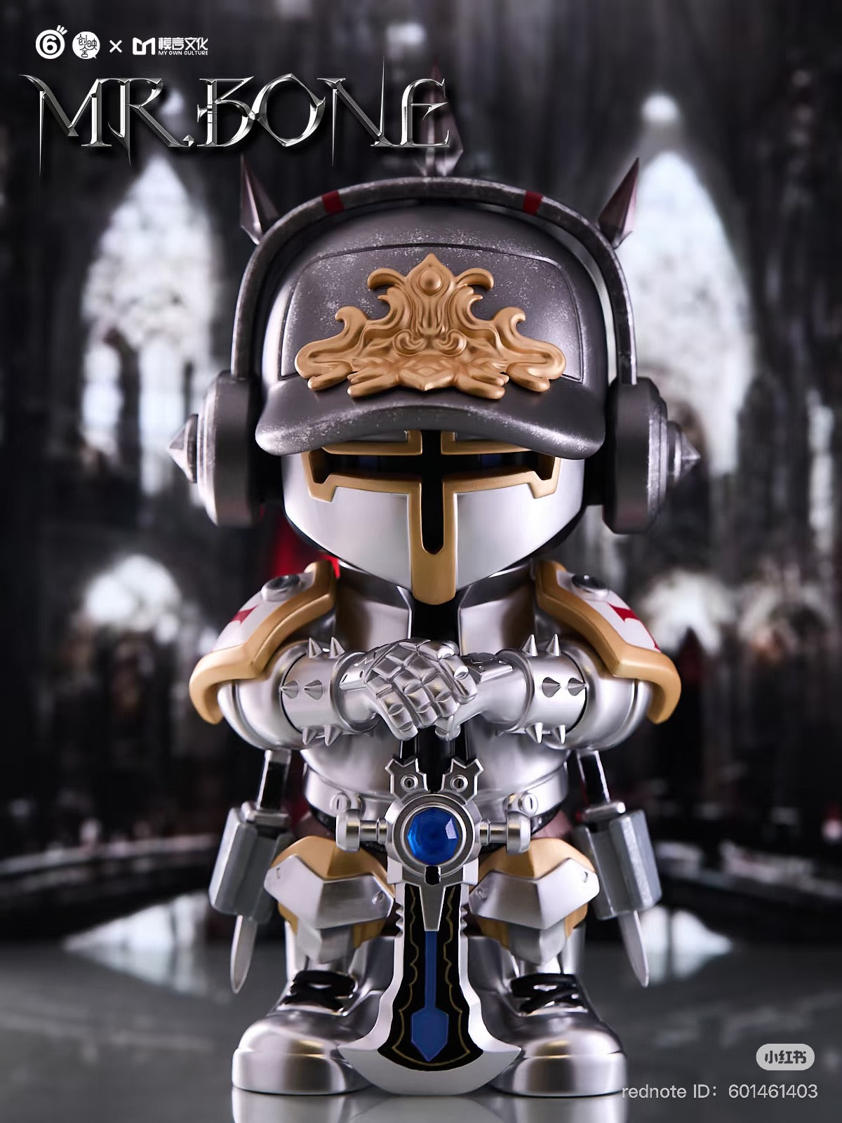 MR.BONE Dark Knight Limited Edition toy figure with helmet and headphones, 9 inches tall, crafted from PVC/ABS/Resin, limited to 400 pieces.