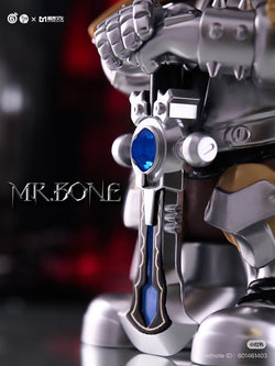 MR.BONE Dark Knight Limited Edition, a 9-inch PVC/ABS/Resin robot toy, limited to 400 pieces, showcased in a detailed close-up.