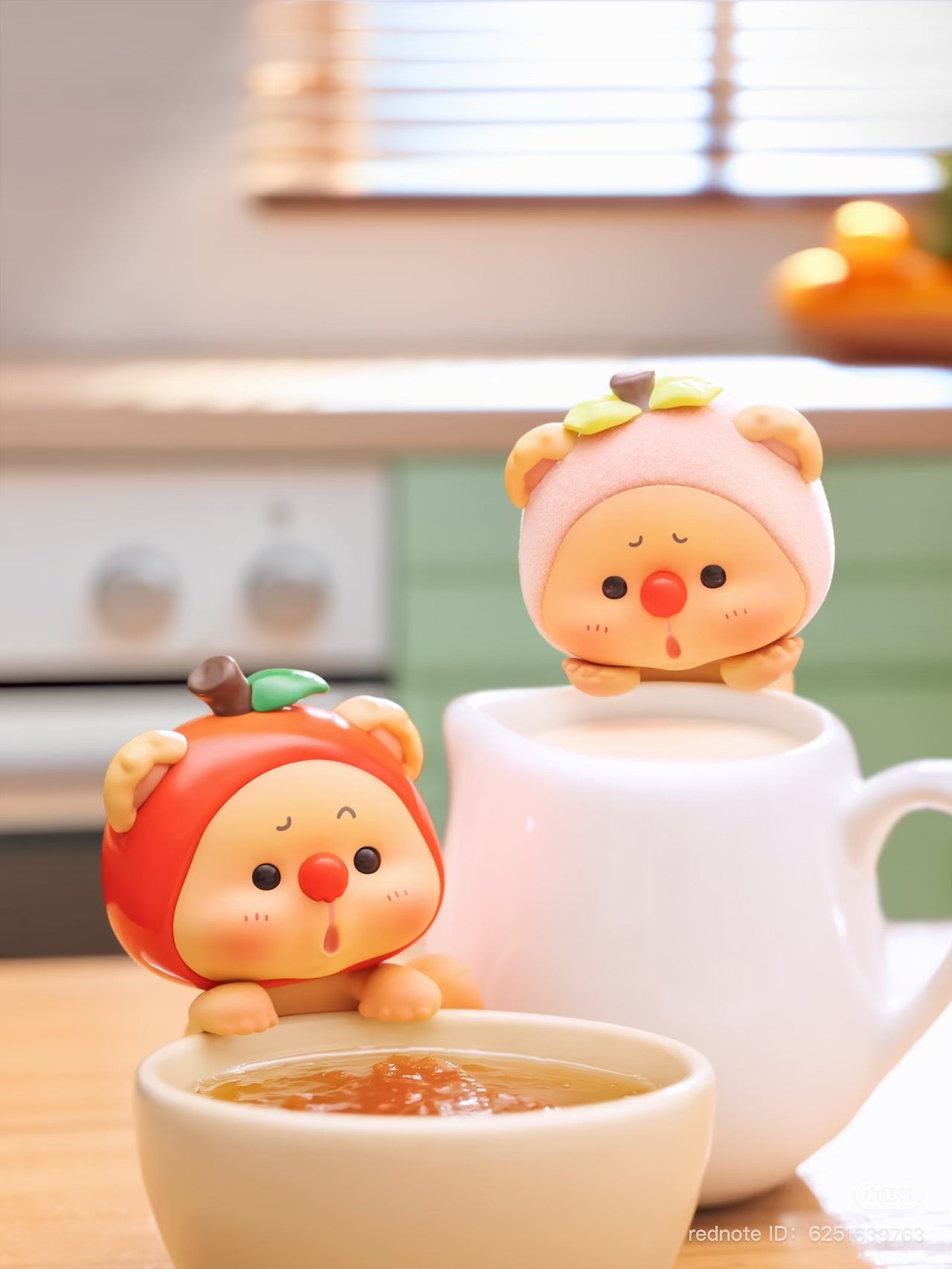 OYO Fruit Party HIPPER Blind Box Series toy figurine on a table, holding a cup, part of a collectible series with 12 designs.