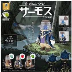 Star Chaser Inochia Gacha Series toy figure in a box, featuring a blue and gold garment and a black and white sign.