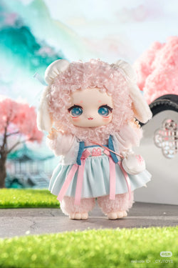 NAGI Scenic Romance Series Plush Blind Box features a stuffed animal in a dress, part of a preorder collection with six designs and one secret option.