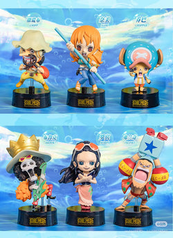 One Piece Fish-Man Island Aroma Blind Box featuring cartoon figurines, including a girl with a stick and a character with a steering wheel.