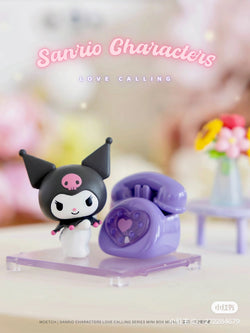 Sanrio characters Love Calling Series Mini Box, featuring toy figurines like a cat and a telephone.