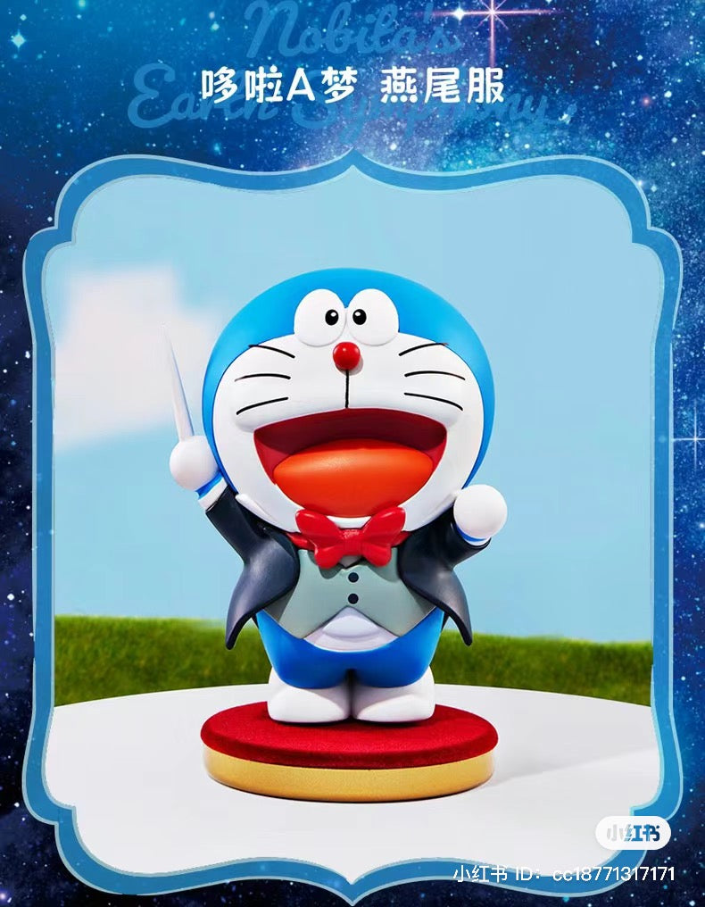 Doraemon the Movie: Nobita's Earth Symphony Blind Box Series figurine, featuring a cartoon character in a tuxedo holding a sword. Preorder for July 2024.