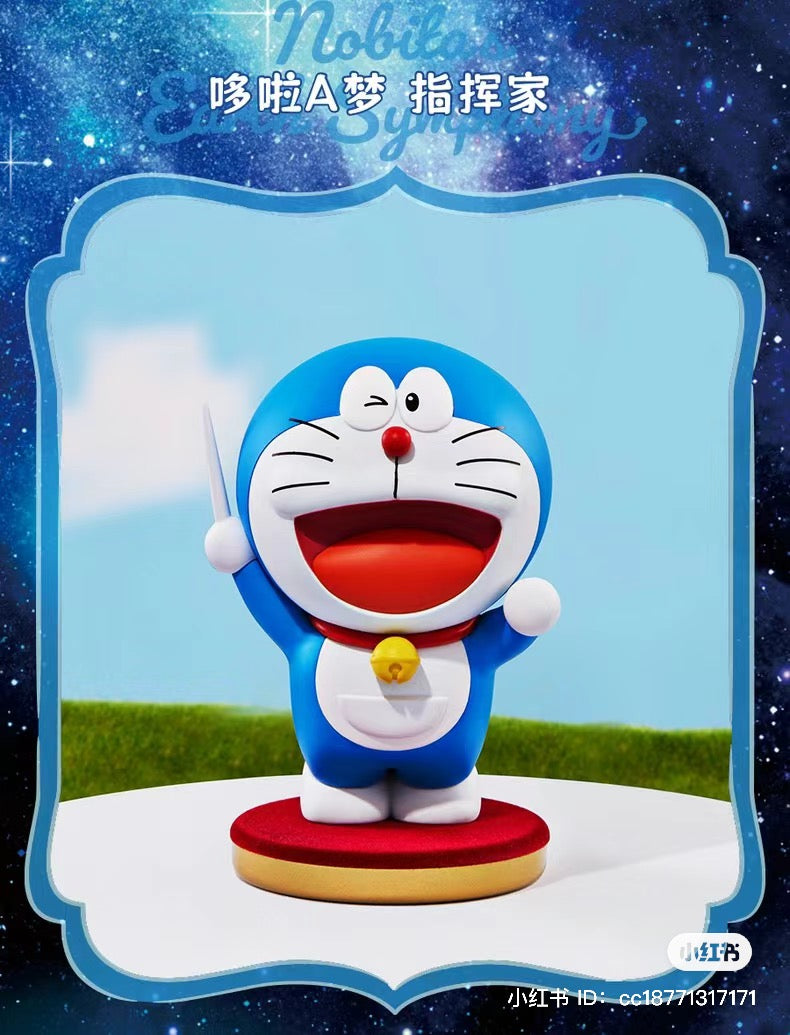 A Doraemon cartoon figure with a sword from the Nobita's Earth Symphony Blind Box Series, available for preorder from Strangecat Toys. Ships late July 2024.